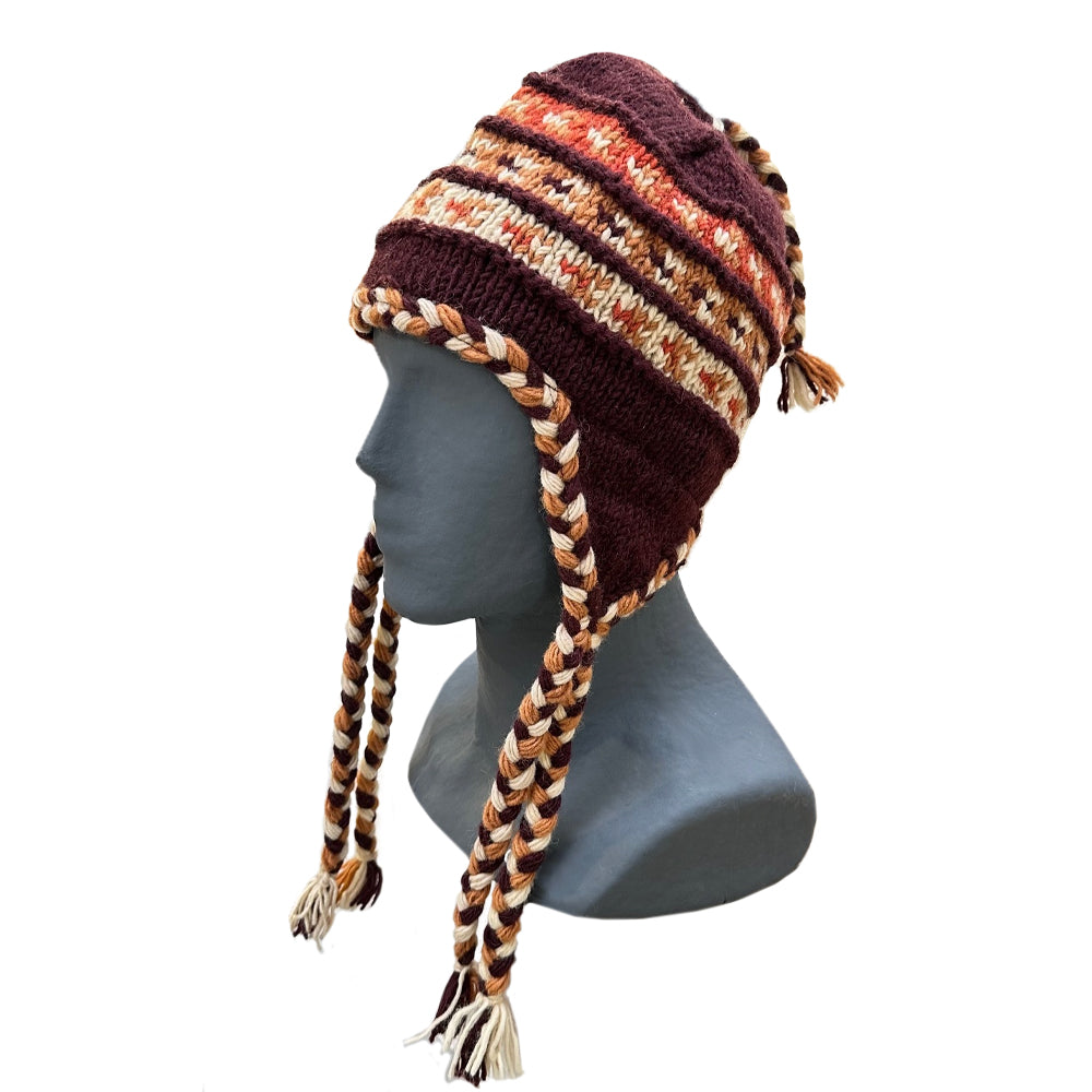 Planet Wool - hat earcovers | wollen muts met oorflappen Brown