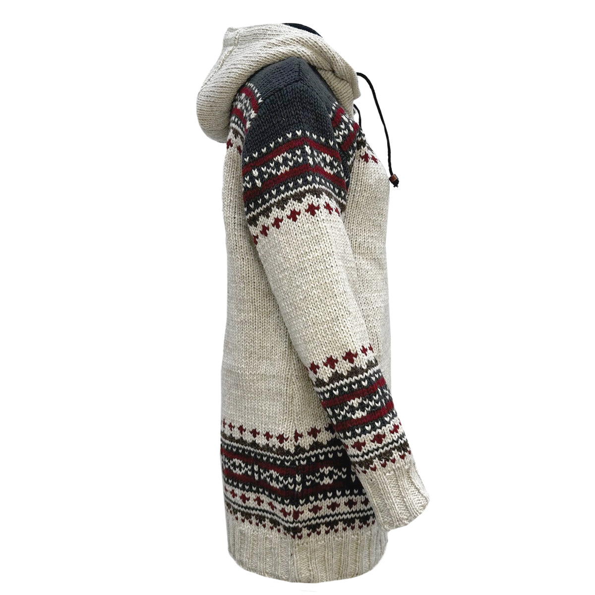 Planet Wool - Long Jacket Round | wollen damesvest met fleecevoering