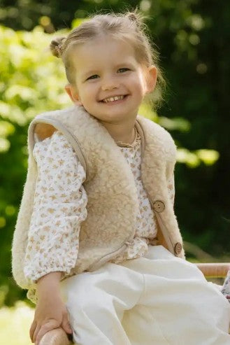 Flokati - Panda vest | kinderbodywarmer van merinowol