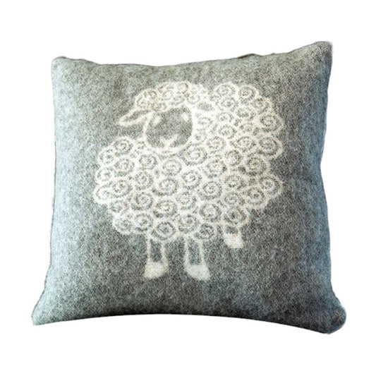 Belpo - Wollen kussen sheep | kussen van wol Grey