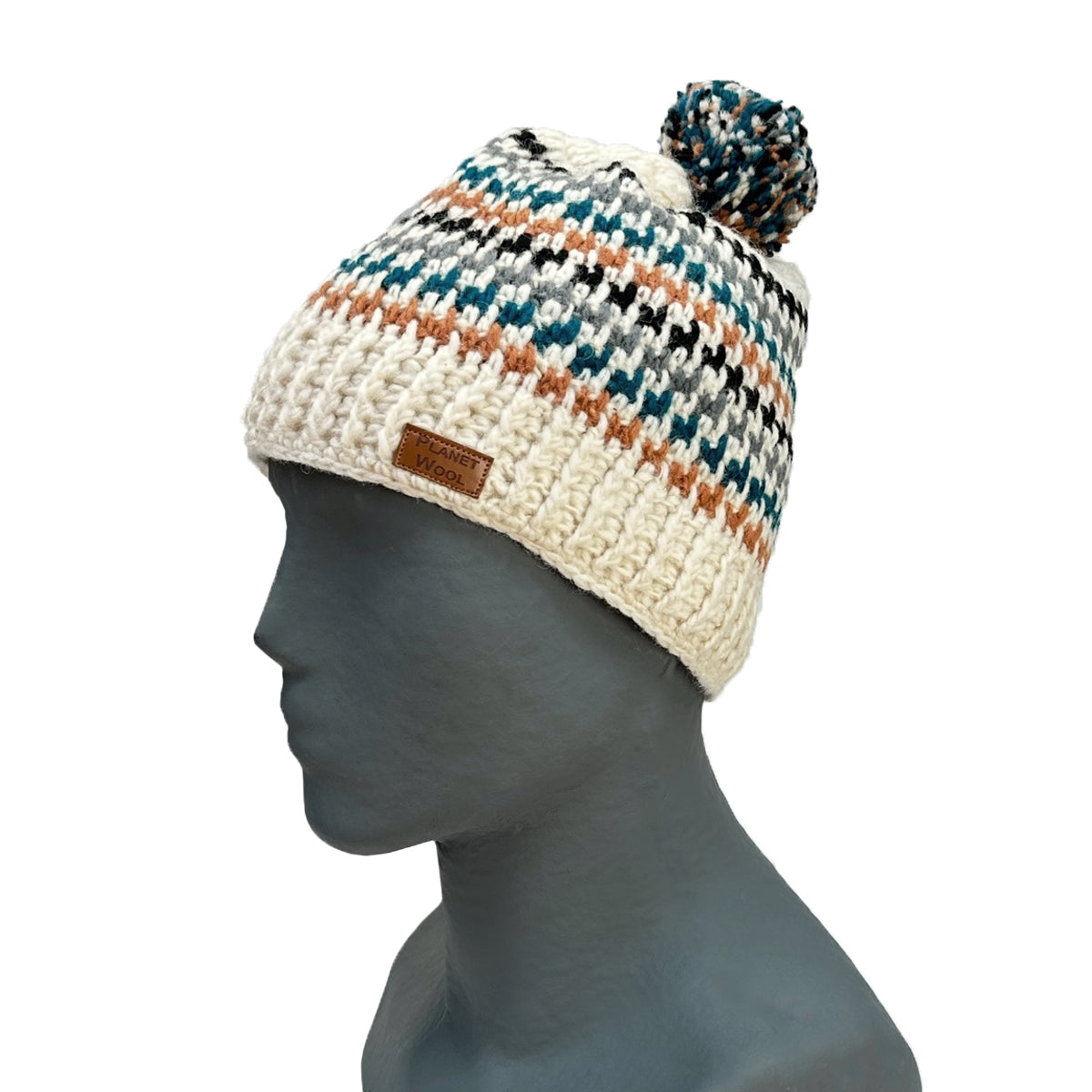 Planet Wool - Pompon hat | wollen muts met fleecevoering