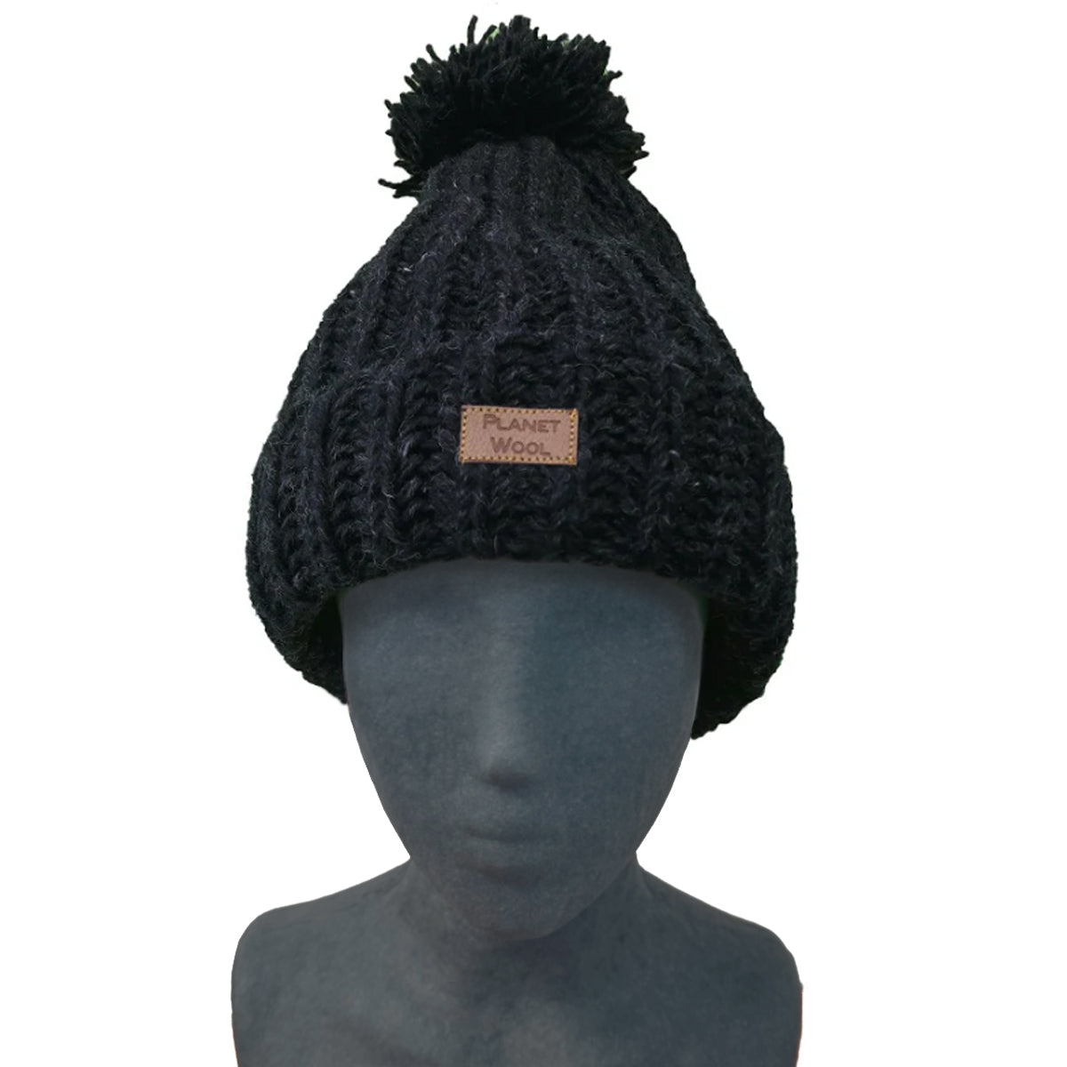 Planet Wool - Pompon hat | wollen muts Black
