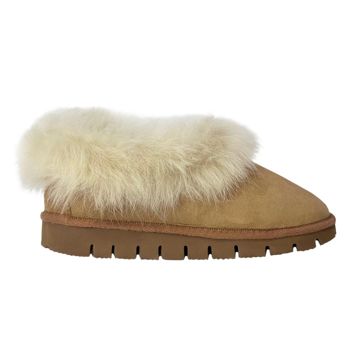 Texelana Spang | Premium hoge pantoffel van schapenvacht Cognac