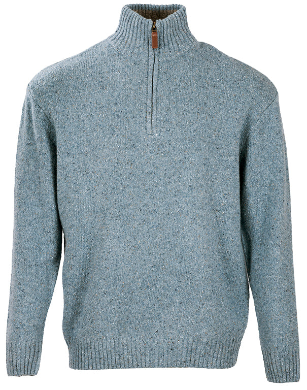 Aran Woollen Mills - R693 Troyer Zip | herentrui van lamswol Blue