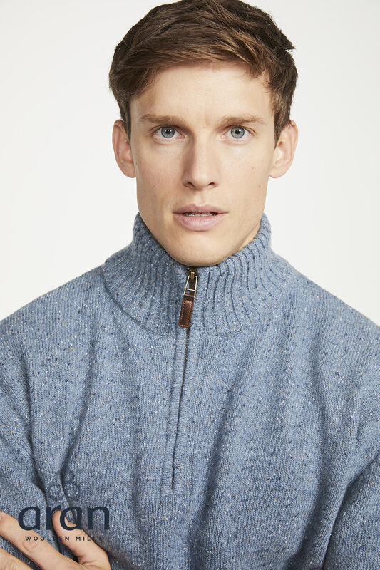 Aran Woollen Mills - R693 Troyer Zip | herentrui van lamswol