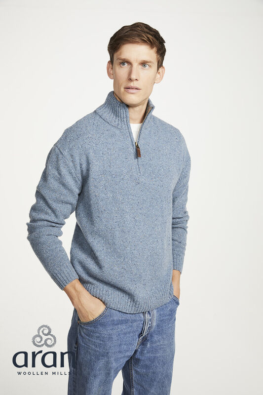 Aran Woollen Mills - R693 Troyer Zip | herentrui van lamswol