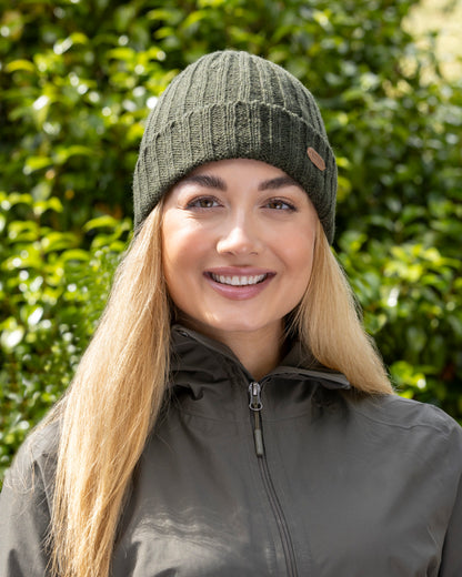 Erin Knitwear - Rib pullon Hat Turn up | wollen muts met fleece voering