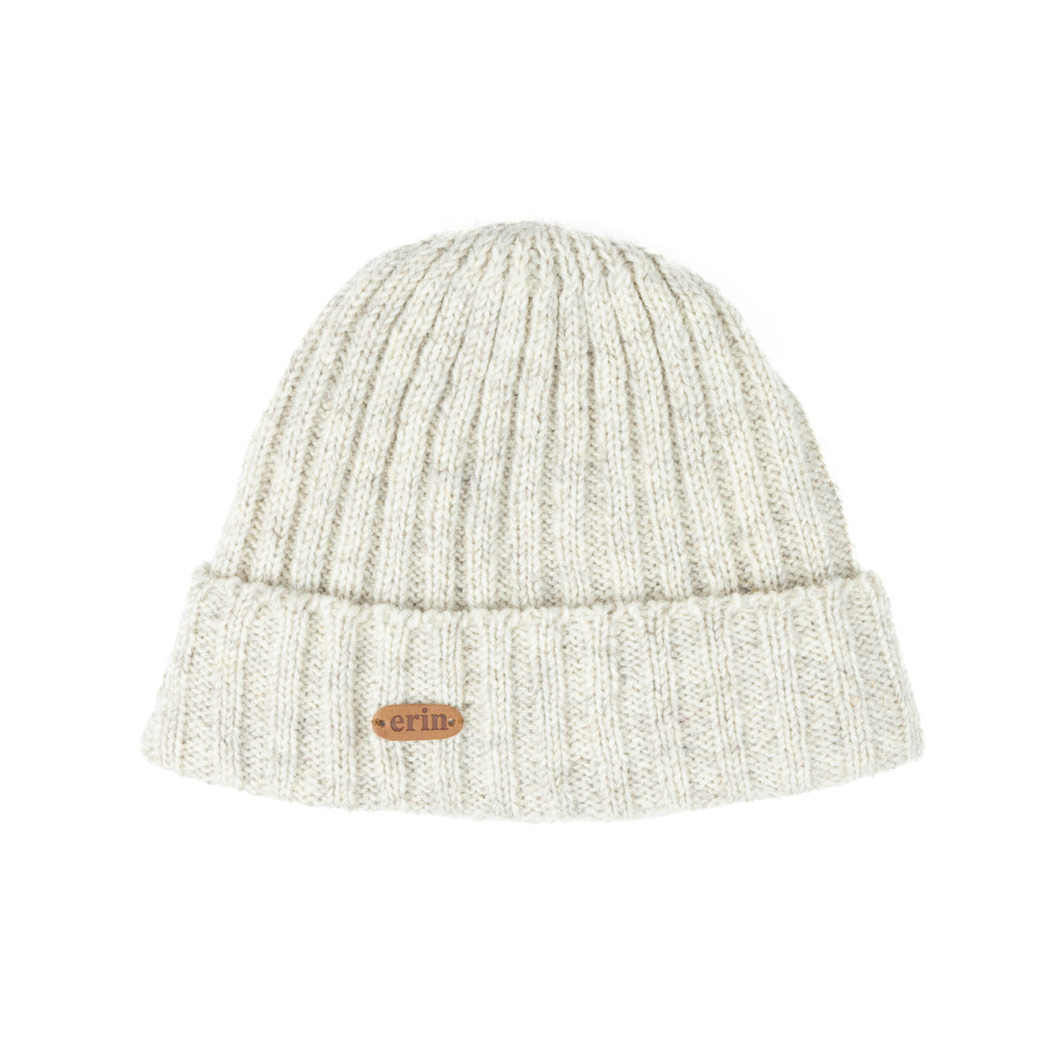 Erin Knitwear - Rib pullon Hat Turn up | wollen muts met fleece voering Oatmeal