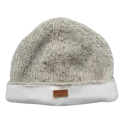 Planet wool - Round hat extra | wollen muts met omslag Off-white