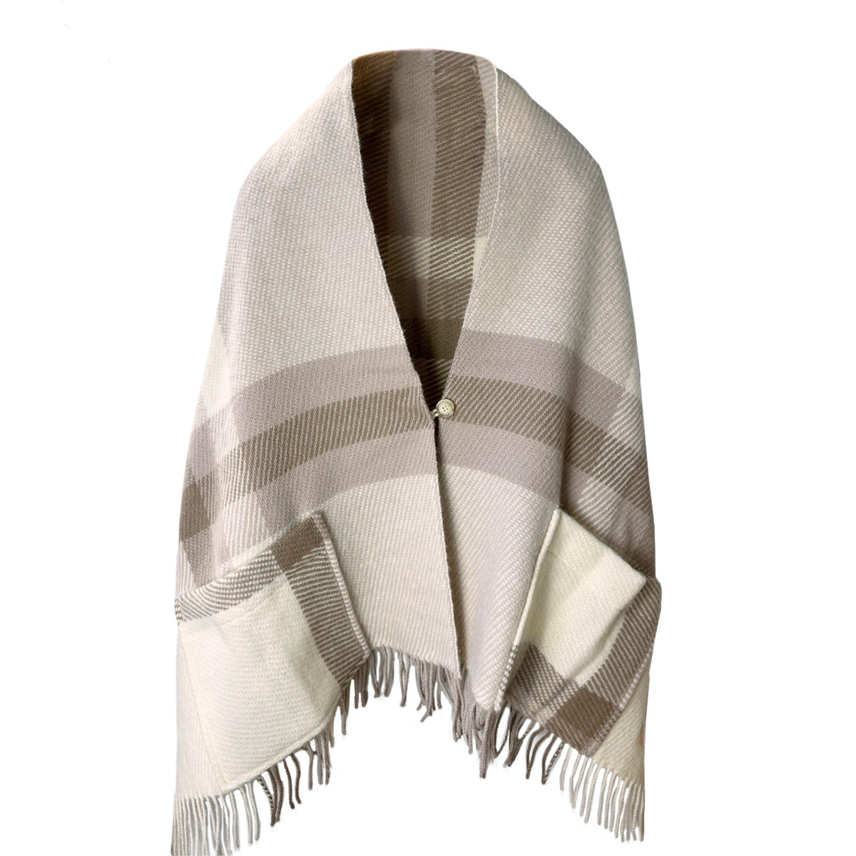 Belpo - Scarf pockets | grote wollen sjaal met zakken Ecru