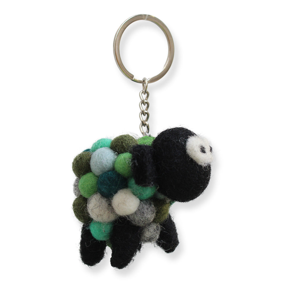 Erin Knitwear - wollen sleutelhanger schaap Multigreen