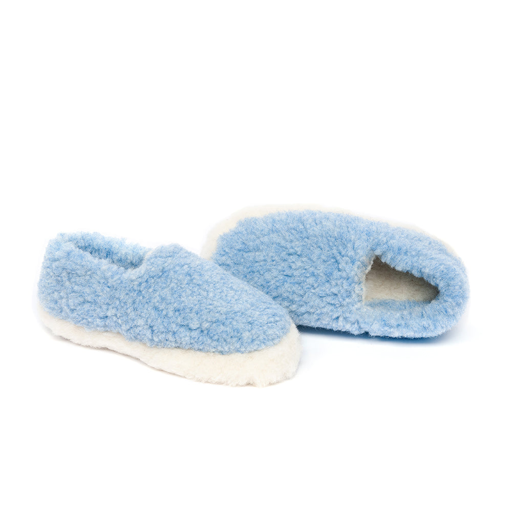 Yoko Wool - Siberian full slipper | pantoffel van schapenwol Light blue