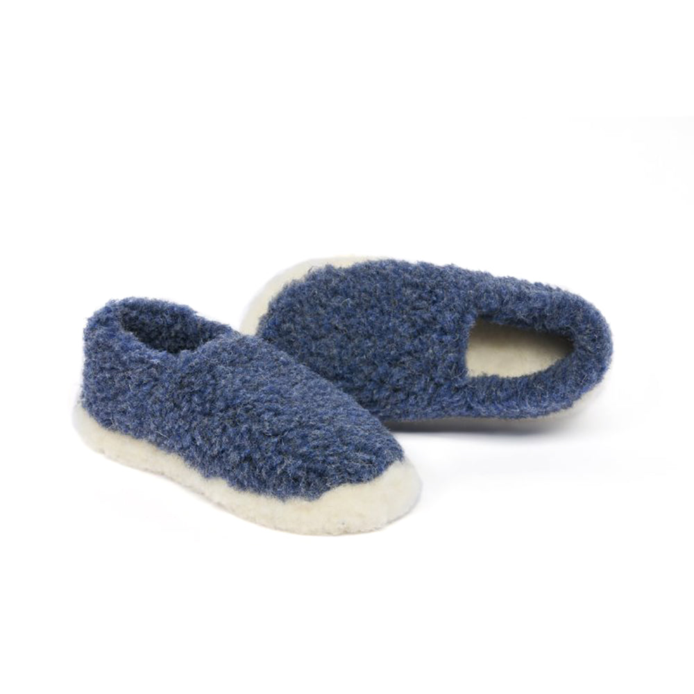 Yoko Wool - Siberian full slipper | pantoffel van schapenwol Dark blue