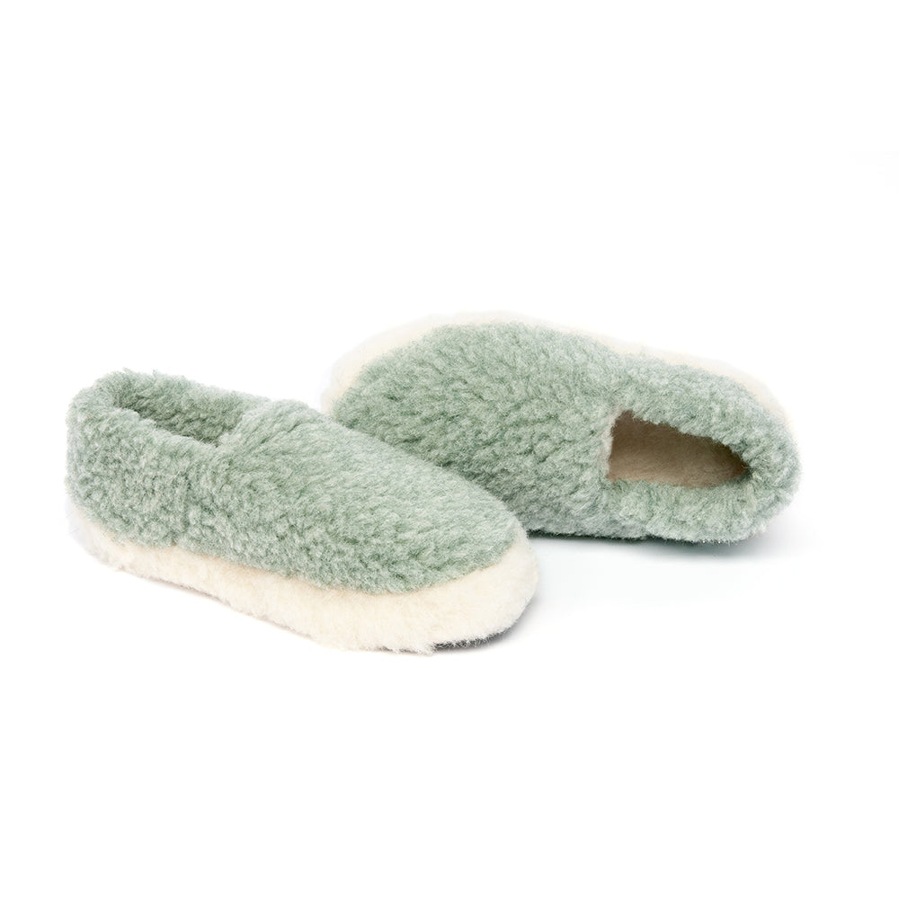 Yoko Wool - Siberian full slipper | pantoffel van schapenwol Green