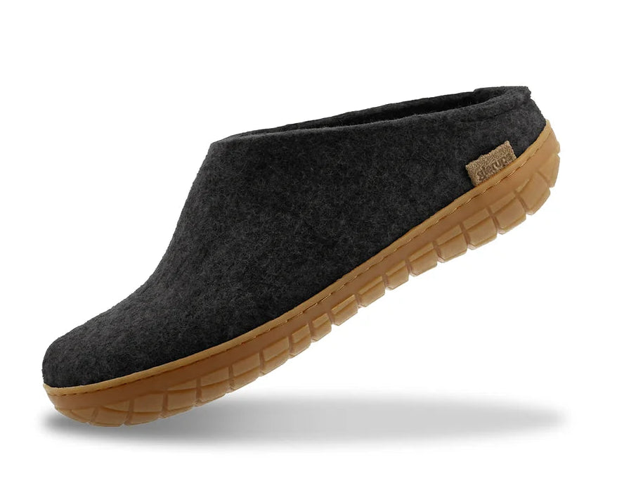 Glerups | instappantoffel met rubber zool - charcoal Charcoal