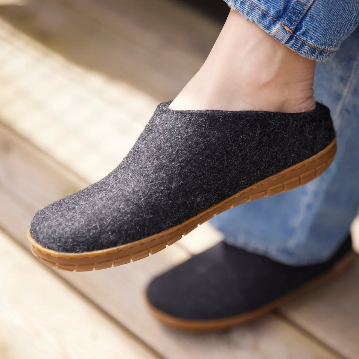 Glerups | instapper met rubber zool - charcoal