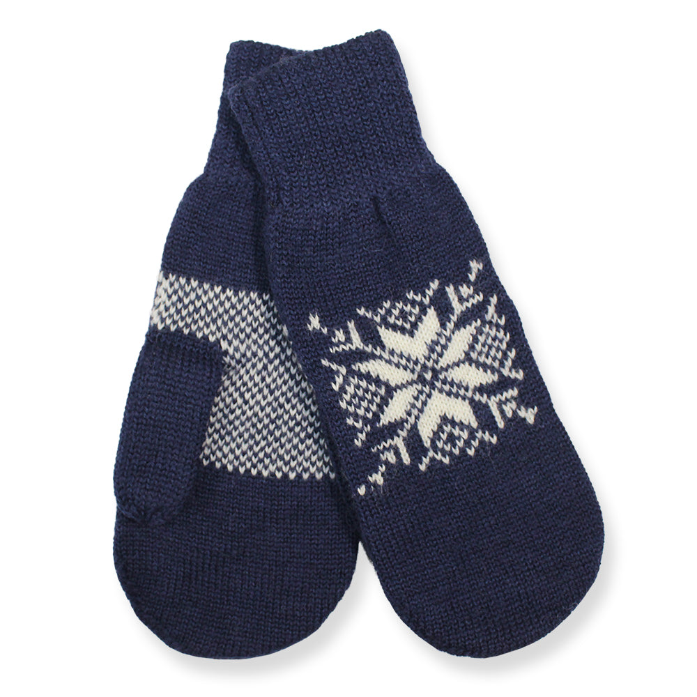 Norlender - Snowflake mittens | wollen wanten Navy