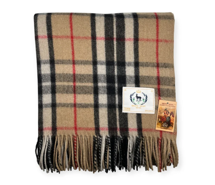 Belpo - Tartan blanket | wollen plaid Thomson camel 150x180 cm.