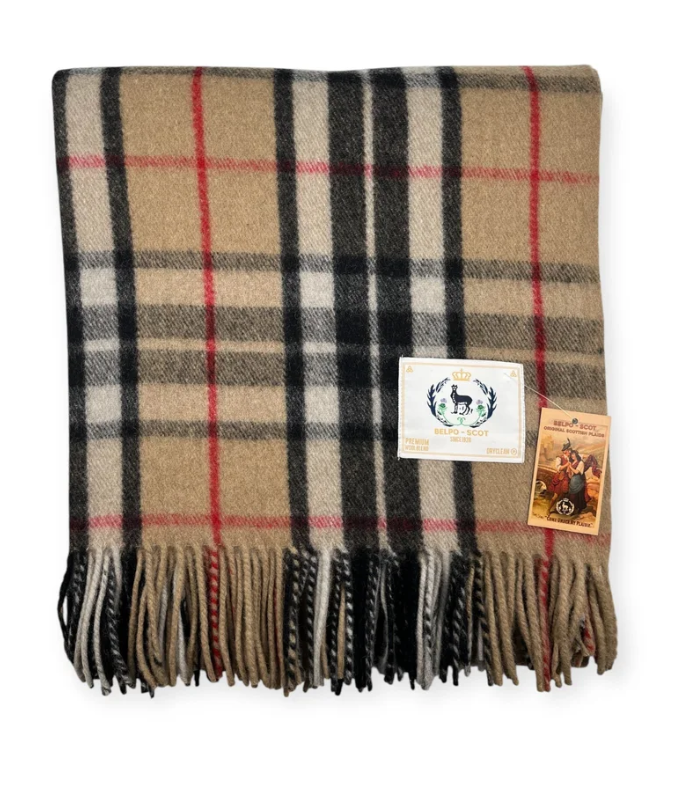 Belpo - Tartan blanket | wollen plaid Thomson camel 150x180 cm.