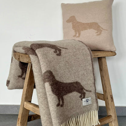 Belpo - Plaid teckel | wollen plaid met teckelprint