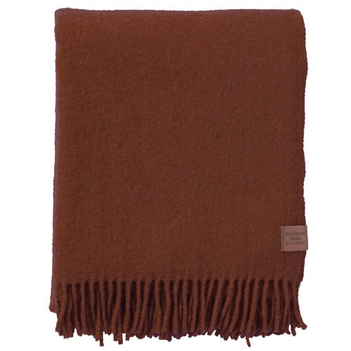 Klippan - True | wollen plaid van gerecyclede- en lamswol Rust 130x180 cm.