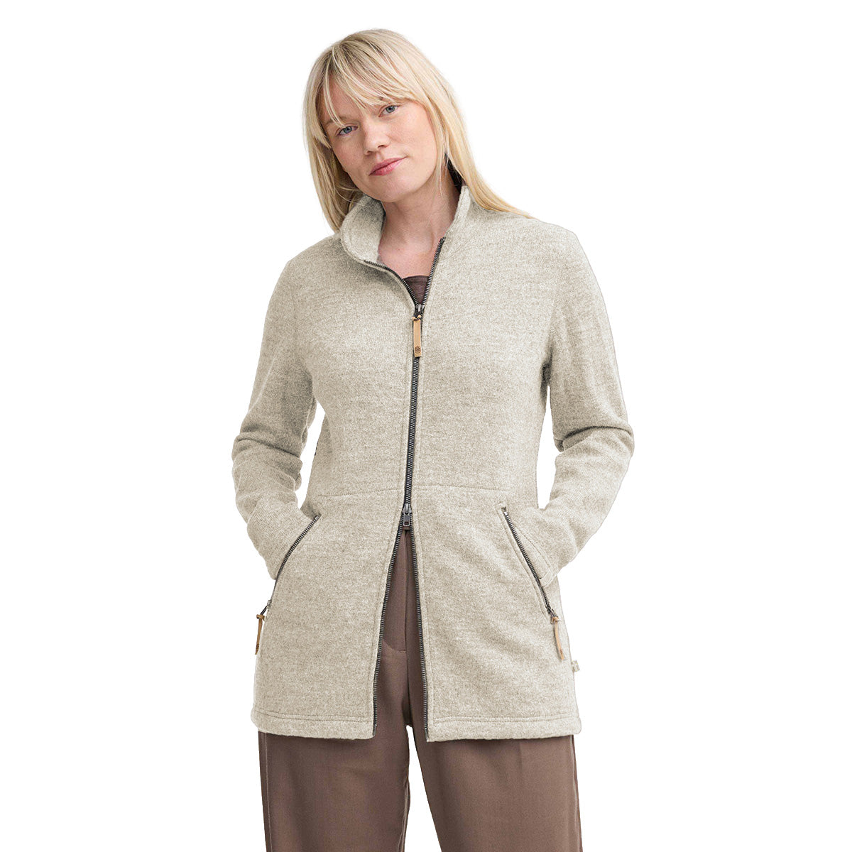Ivanhoe Knitted in Sweden - NLS Twig Long FZ | damesvest met rits