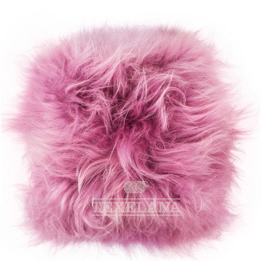 Texelana - sierkussen van schapenvacht | langharig - enkelzijdig Dusty rose