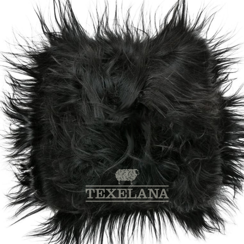 Texelana - sierkussen van schapenvacht | langharig - enkelzijdig Blacky brown (ongeverfd)