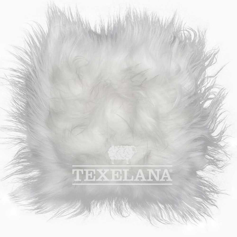 Texelana - sierkussen van schapenvacht | langharig - dubbelzijdig Natural white (ongeverfd)
