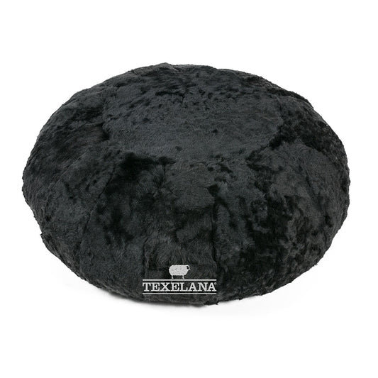 Texelana - poef van IJslandse schapenvacht | vloer zwart