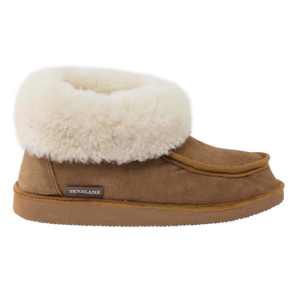 Texelana Veer | hoge pantoffel van schapenvacht Cognac