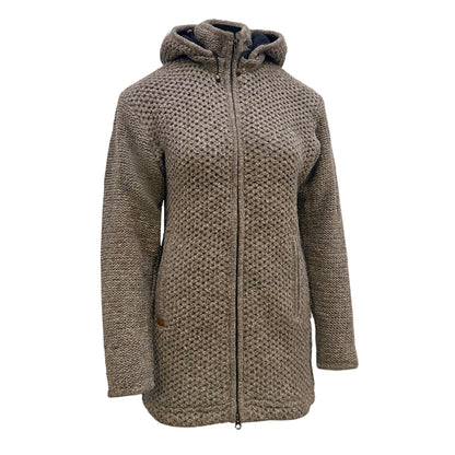 Planet Wool - Long Jacket Tock | wollen damesvest met fleecevoering