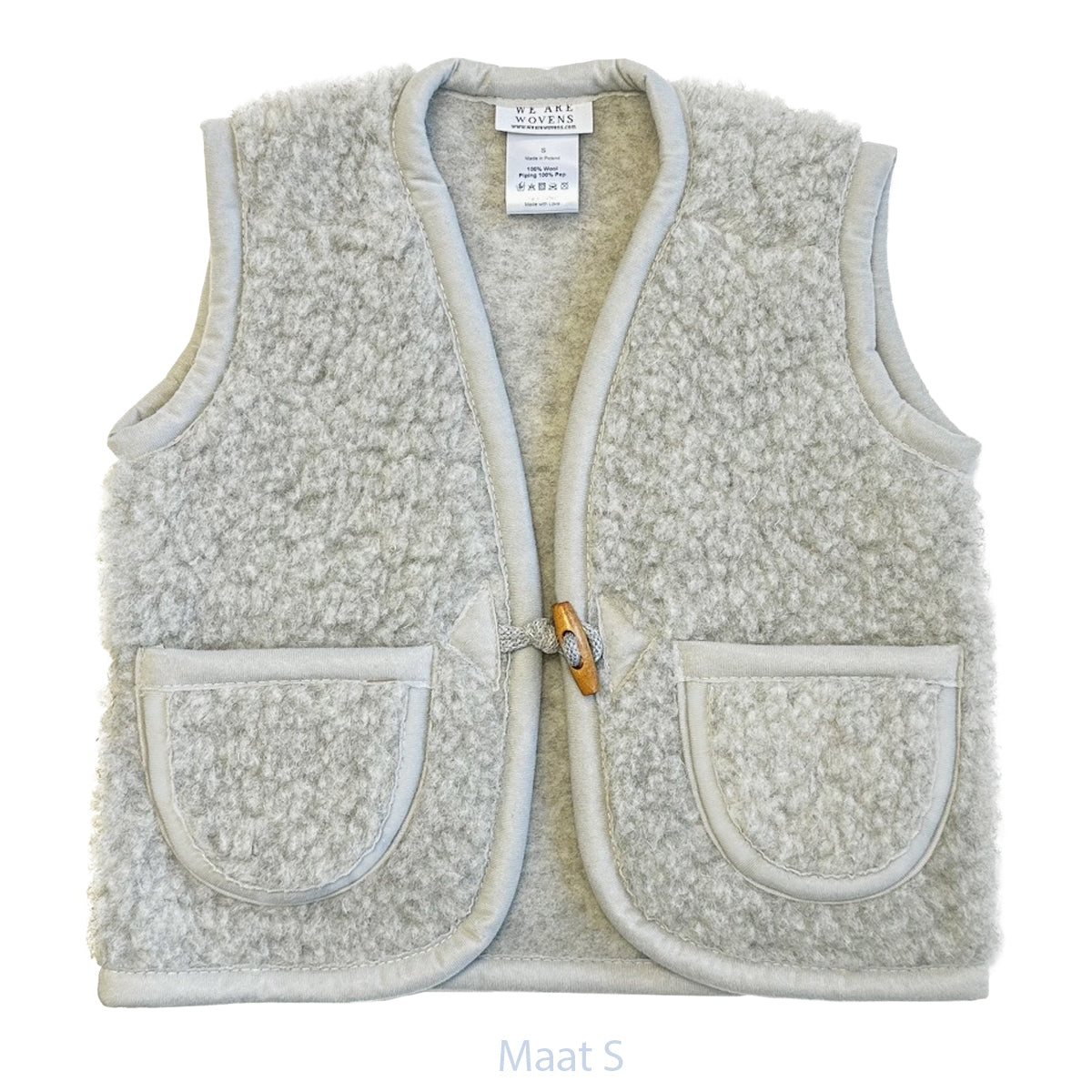 We are Wovens - Kids vest button | wollen kinder bodywarmer Earl grey S - 98 104