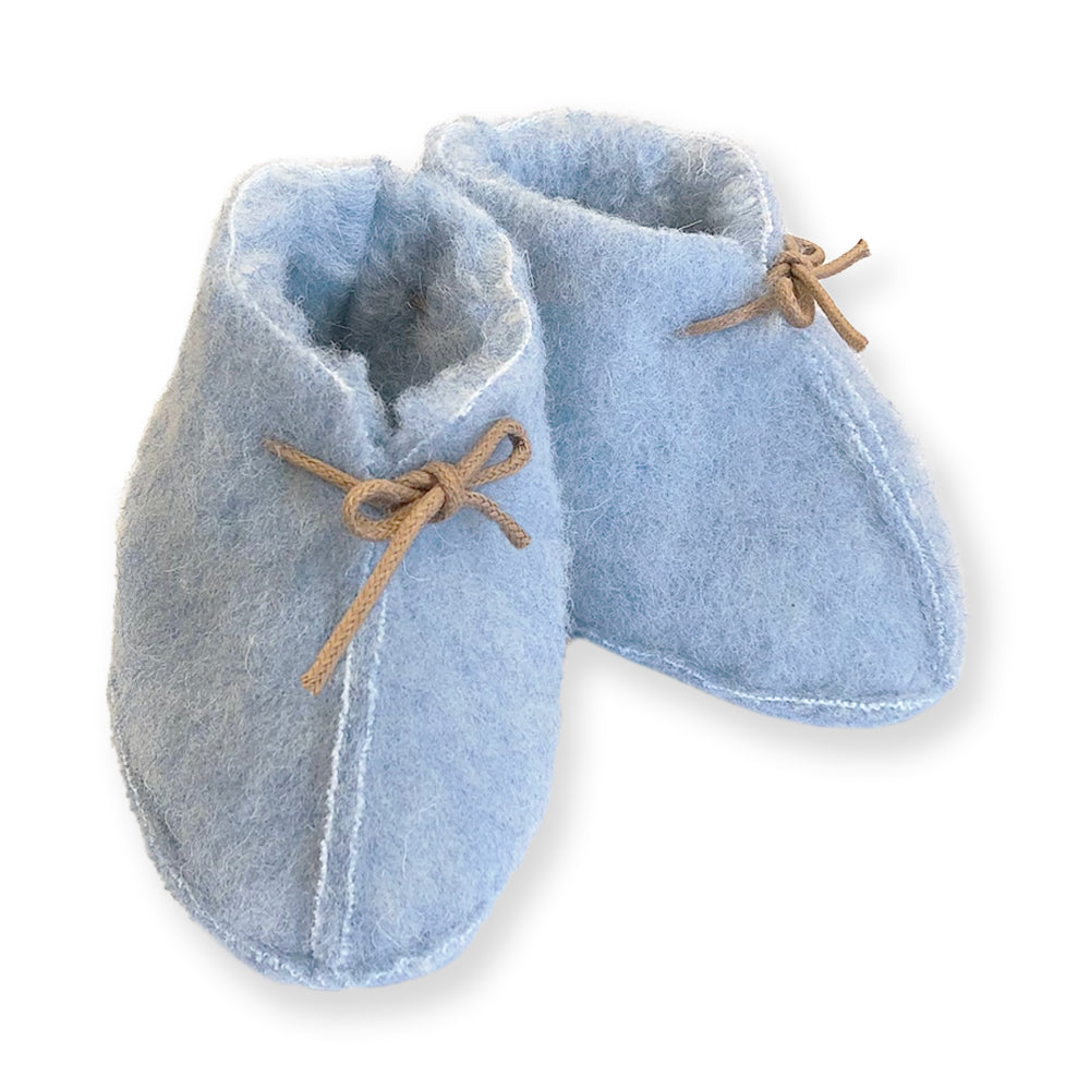 Yoko Wool | babypantoffel met veter Blauw