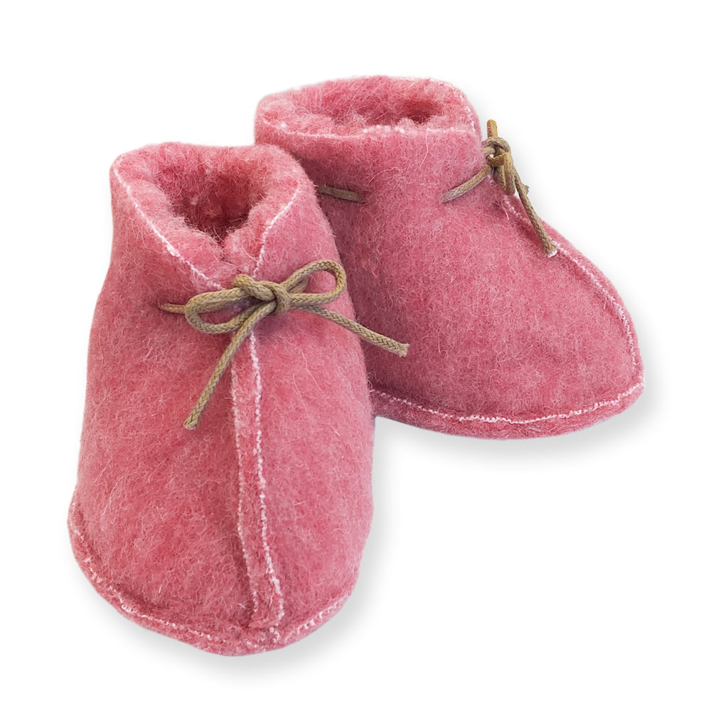 Yoko Wool | babypantoffel met veter Roze