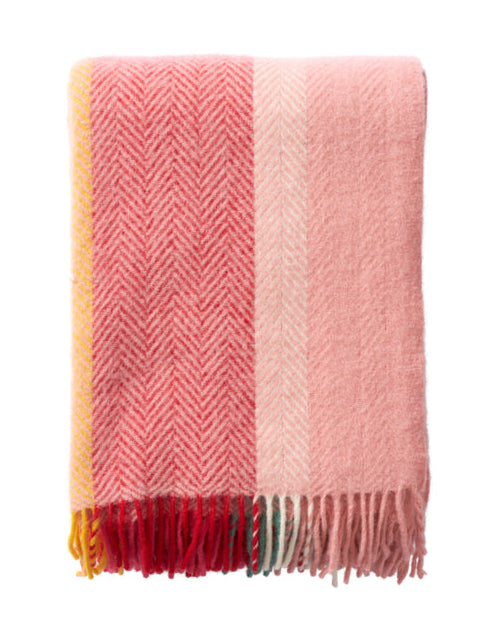 Klippan - Birka | gestreepte plaid van lamswol Flower 130x200 cm.