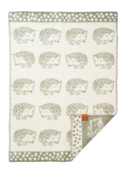 Klippan - Hedgehog | wiegdeken van wol Green 65x90 cm.