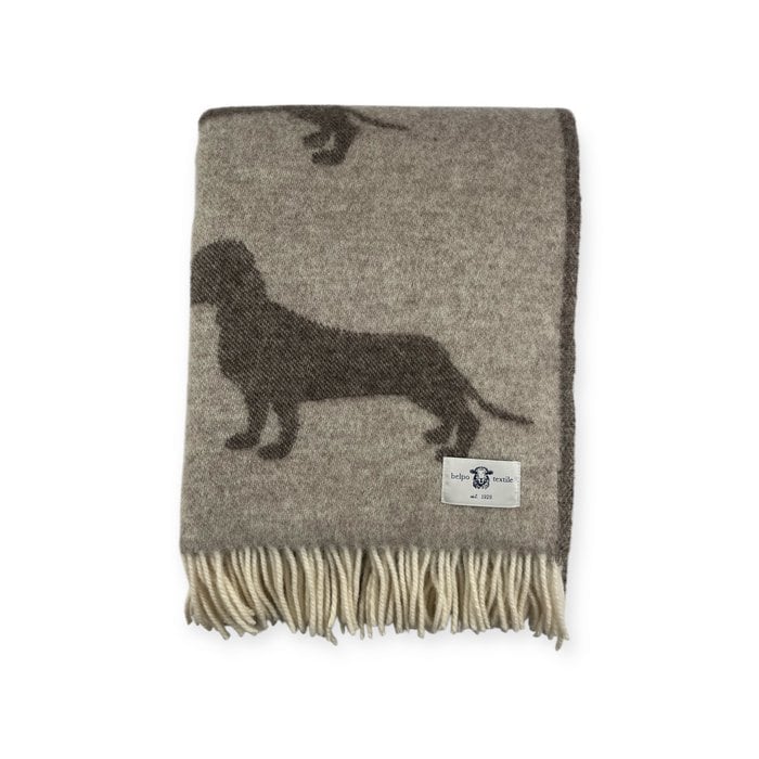 Belpo - Plaid teckel | wollen plaid met teckelprint