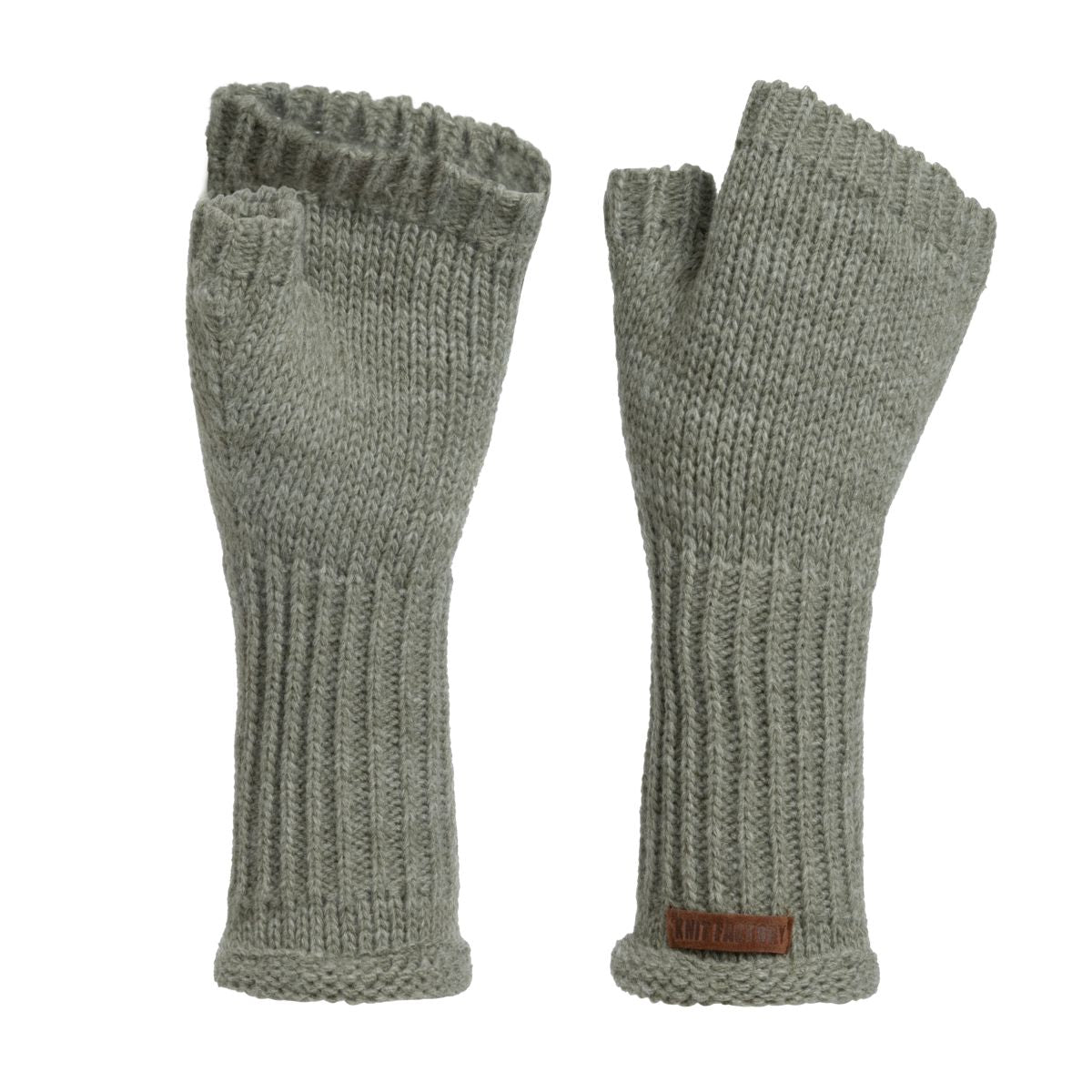 Knit Factory - Cleo | vingerloze handschoenen Urban green