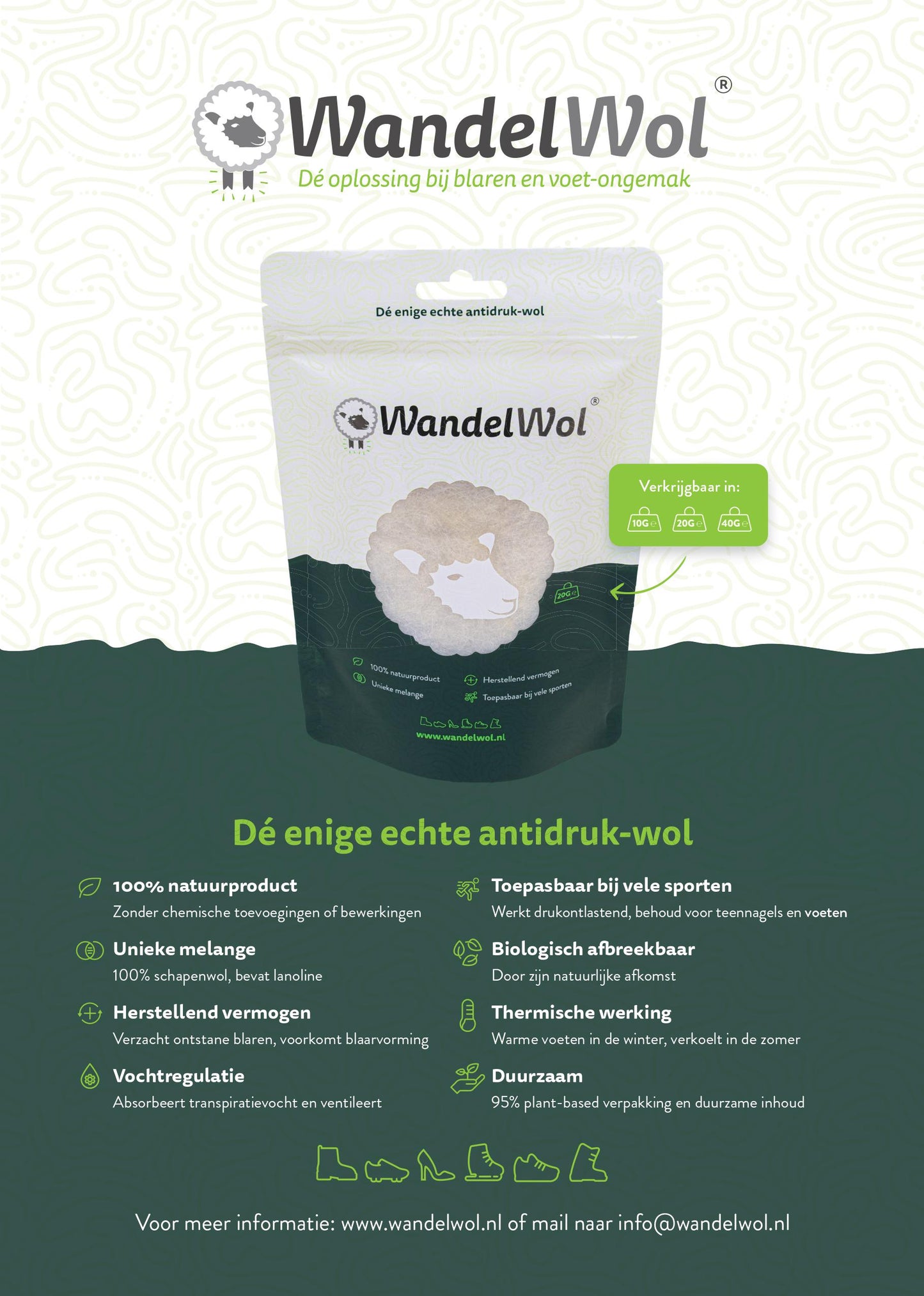 WandelWol - antidruk-wol | wol voor in je schoenen