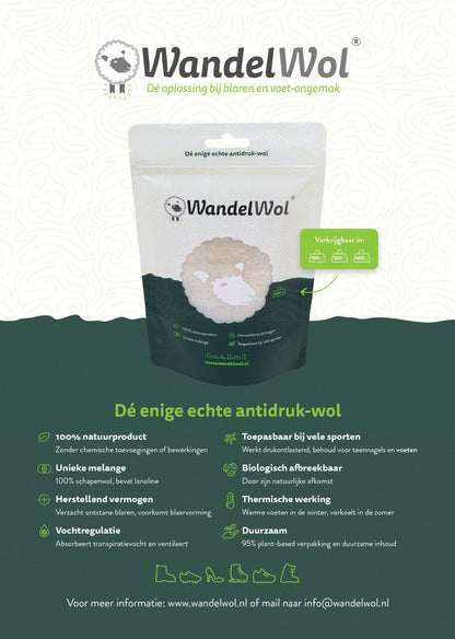 WandelWol - antidruk-wol | wol voor in je schoenen