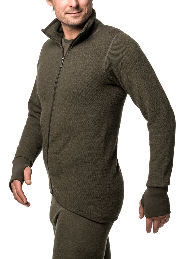 Woolpower - Full zip jacket 400 | wollen thermovest Pine green