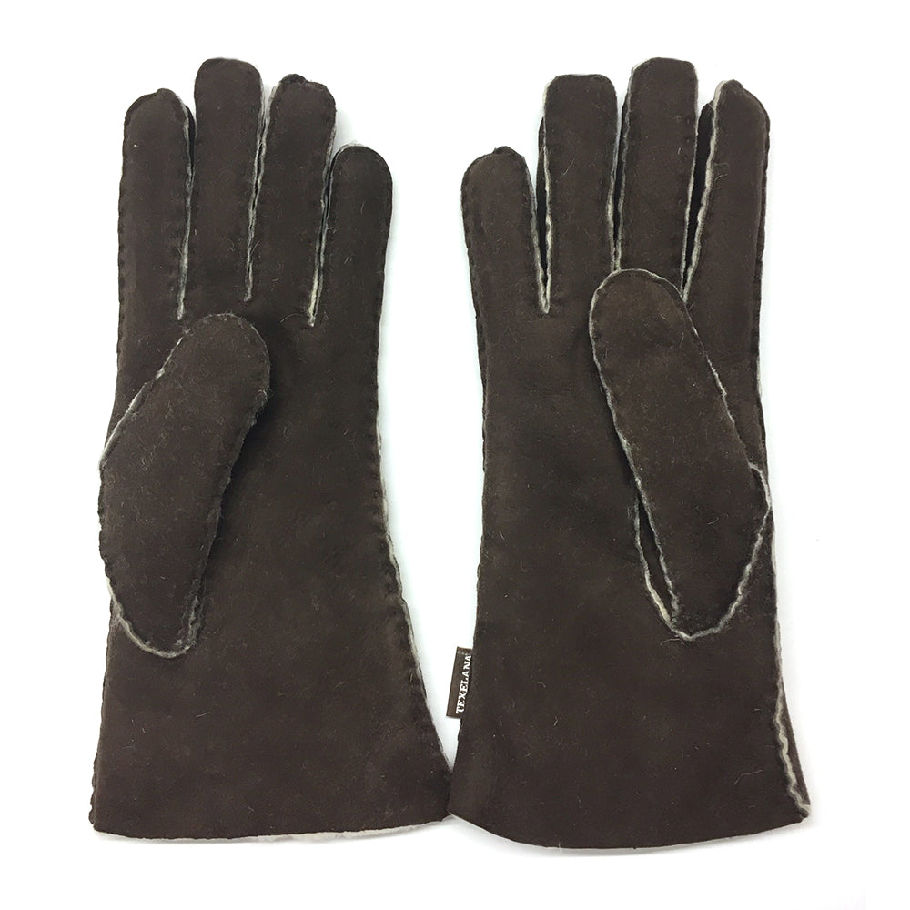 Texelana | suède handschoenen van schapenvacht Donkerbruin