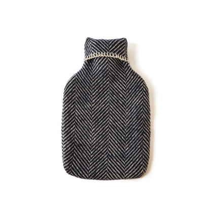 Tweedmill - Hot water bottle | wollen kruikzak met kruik Fishbone Navy