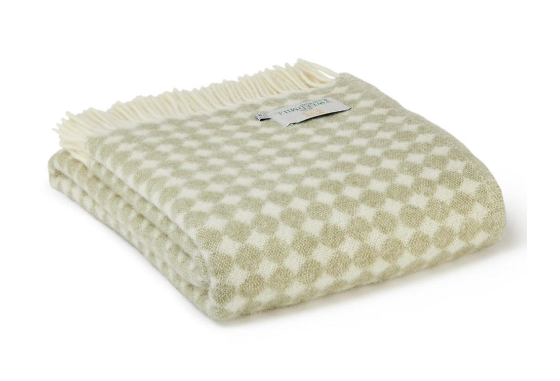 Tweedmill - Jacquard Spot | wollen plaid 130x200 cm. Sage