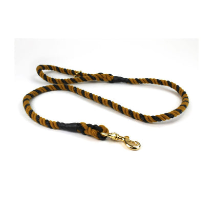 Tweedmill - Wool Rope Lead | wollen hondenriem Charcoal mustard