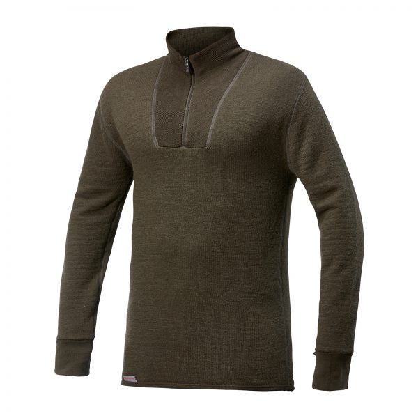 Woolpower - Zip turtleneck 200 | wollen thermoshirt met col Pine green