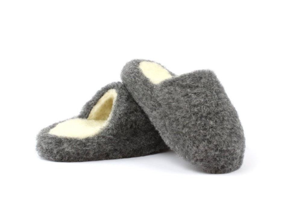 Yoko Wool - Mule slipper basic | pantoffel van schapenwol Dark grey
