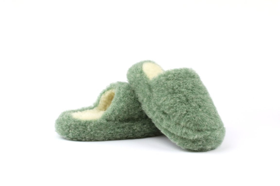 Yoko Wool - Mule slipper basic | pantoffel van schapenwol Green