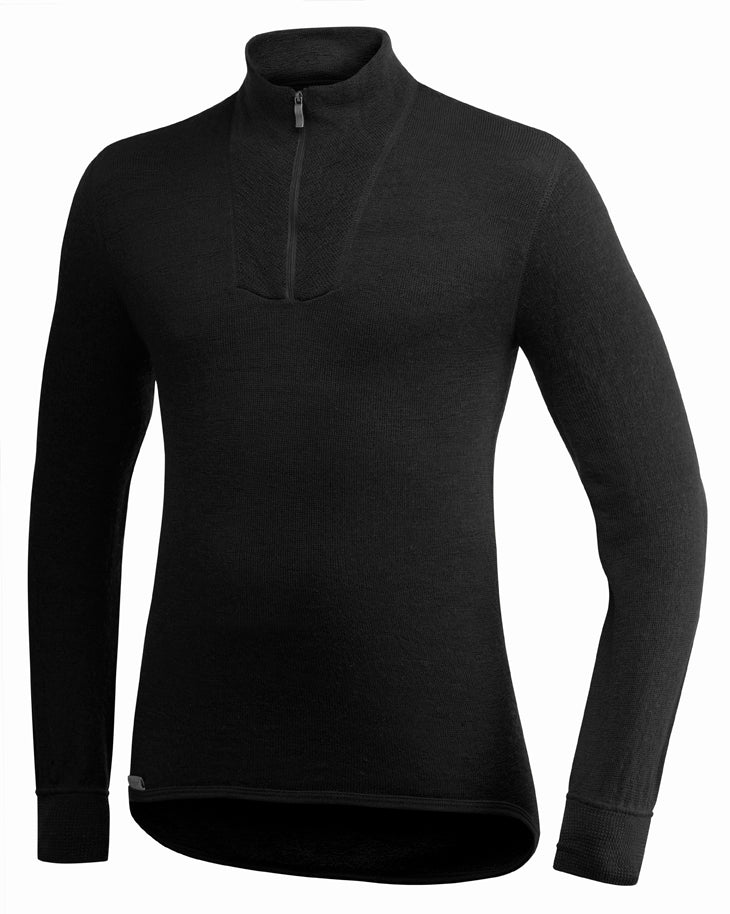 Woolpower - Zip turtleneck 200 | wollen thermoshirt met col Black